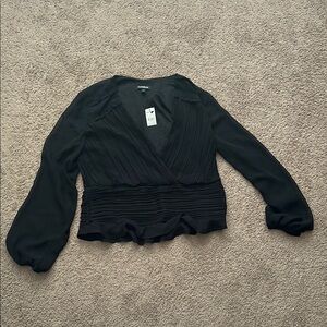NWT Express black women's top with sheer sleeves and size zip